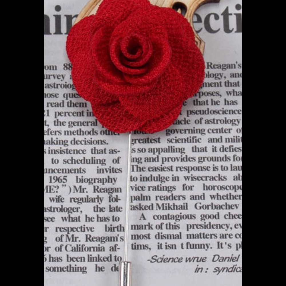 Fabric Flower Brooches Men/Women Brooch Pin Red